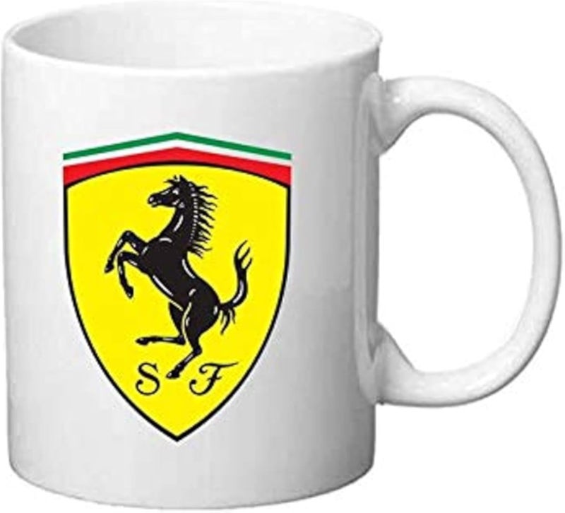 كوب أبيض بشعار فيراري مطبوع على الوجهين